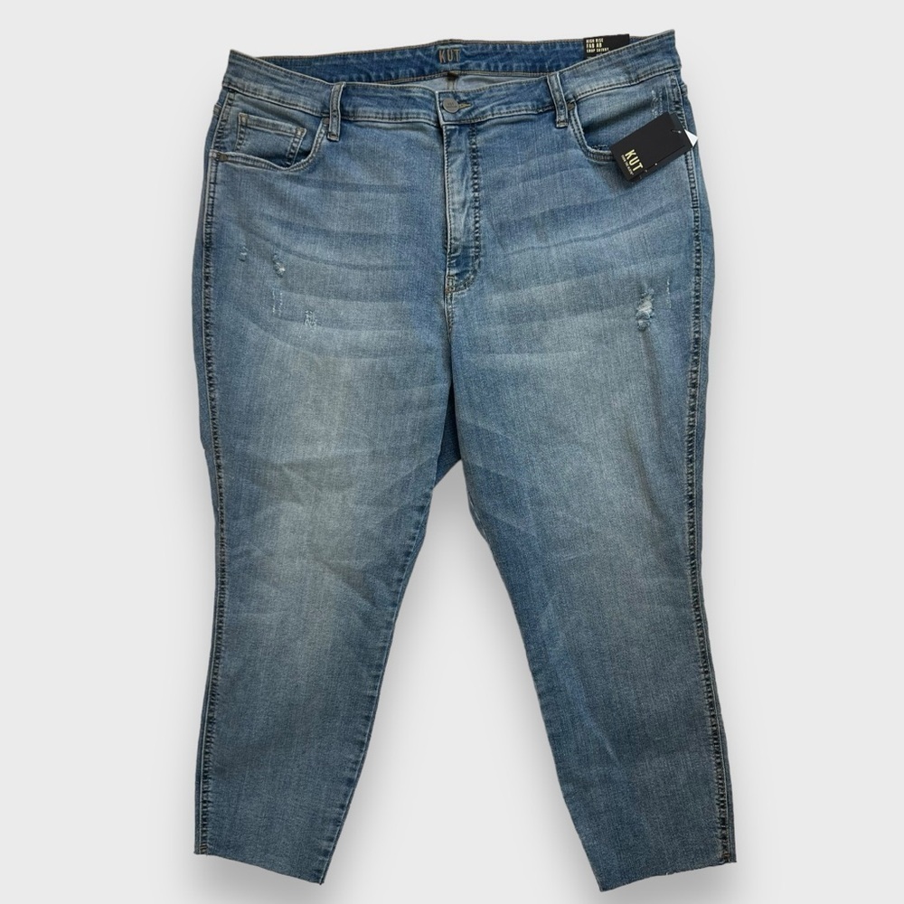 KUT From the KLOTH High Rise Fab AB Crop Skinny Jeans Distressed Plus Size 20W